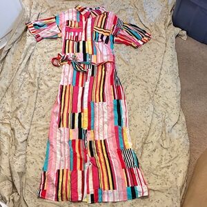 Eien Multi Color Striped Shirt Maxi Dress